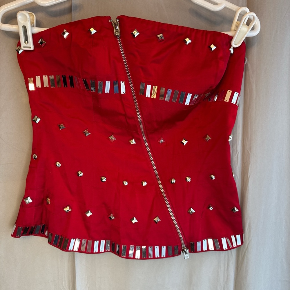 Y2K bebe Red Sequin Embellished Skirt